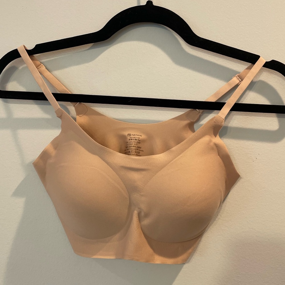 Barely Zero Spaghetti Strap Wireless Bra in Treacly Almond